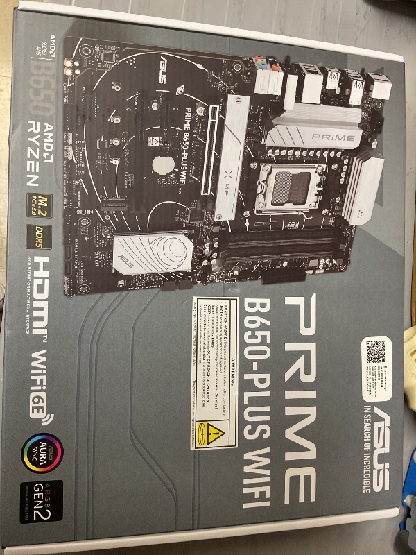 Photo 1 of ASUS Prime B650-PLUS WiFi AMD B650 AM5 Ryzen™ Desktop 9000 8000 & 7000 ATX Motherboard, DDR5, PCIe 5.0 M.2, 2.5Gb LAN, WiFi 6E, HDMI™, SATA 6 Gbps, USB Type-C®, BIOS Flashback™, Thunderbolt™ 4 Header