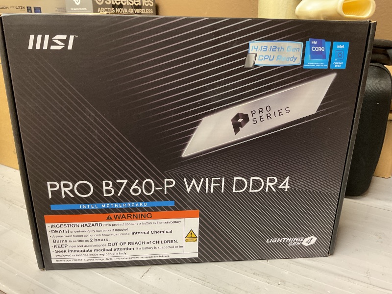 Photo 1 of MSI PRO B760-P WiFi DDR4 ProSeries Motherboard (Supports 12th/13th/14th Gen Intel Processors, LGA 1700, DDR4, PCIe 4.0, M.2, 2.5Gbps LAN, USB 3.2 Gen2, HDMI/DP, Wi-Fi 6E, Bluetooth 5.3, ATX)