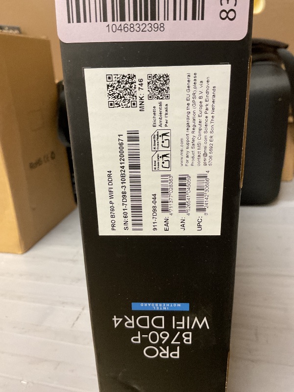 Photo 1 of MSI PRO B760-P WiFi DDR4 ProSeries Motherboard (Supports 12th/13th/14th Gen Intel Processors, LGA 1700, DDR4, PCIe 4.0, M.2, 2.5Gbps LAN, USB 3.2 Gen2, HDMI/DP, Wi-Fi 6E, Bluetooth 5.3, ATX)