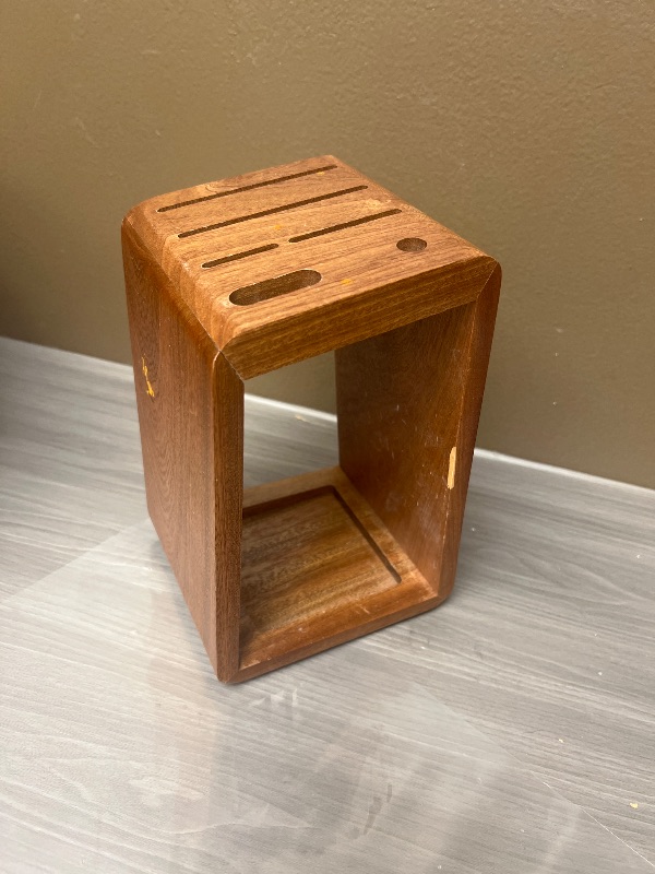 Photo 1 of Knife Block Without Knives - Ebony Wood Knife Holder for Countertop Storage, 15° Tilt Design, Ventilated & Anti-Slip Base, Fits Chef, Bread, Paring & Utility Knives