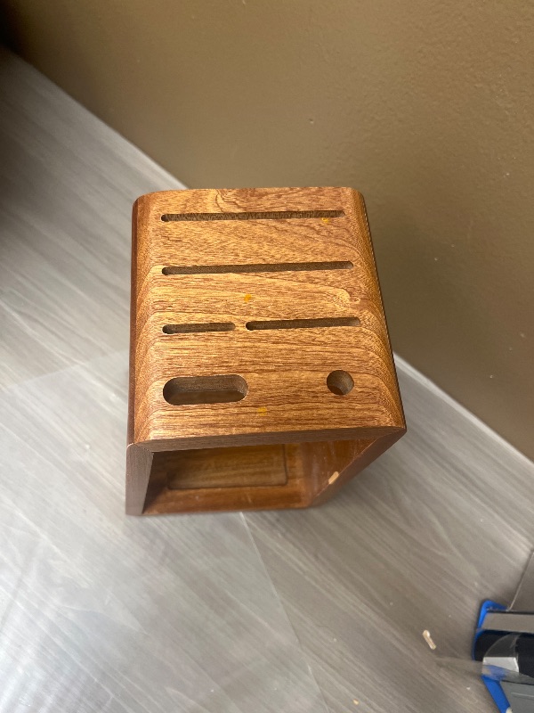 Photo 1 of Knife Block Without Knives - Ebony Wood Knife Holder for Countertop Storage, 15° Tilt Design, Ventilated & Anti-Slip Base, Fits Chef, Bread, Paring & Utility Knives