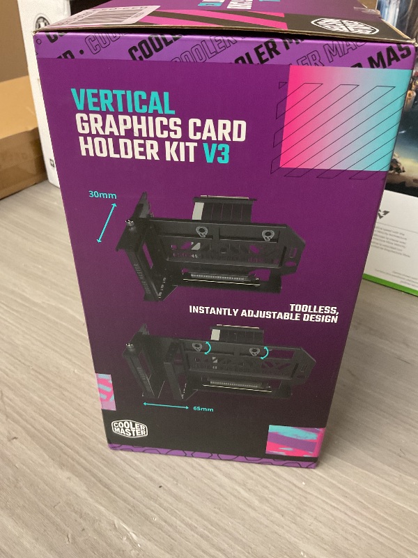 Photo 1 of Cooler Master MasterAccessory Vertical GPU Card Holder Kit V3 Black, Premium Riser Cable PCI-E 4.0 x16-165mm, PCIe 3.0 Compatible, Adjustable Length for E-ATX|ATX|Micro ATX Case (MCA-U000R-KFVK03)