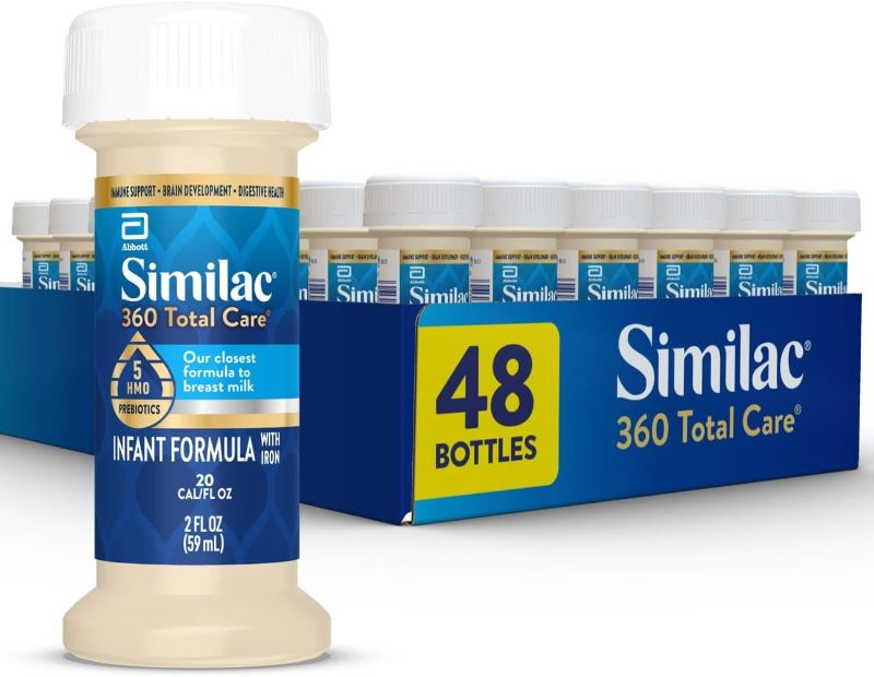 Photo 1 of Similac 360 Total Care Infant Formula, Has 5 HMO Prebiotics, Our Closest Prebiotic Blend to Breast Milk, Non-GMO, Baby Formula, Ready to Feed, 2-fl-oz Bottle, Pack of 48