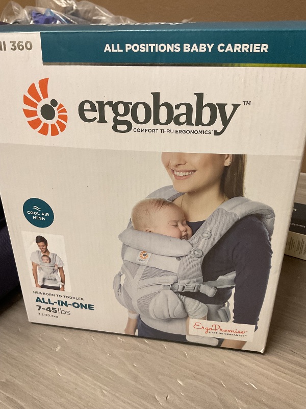 Photo 1 of Ergobaby Omni Classic Baby Carrier Newborn to Toddler - Breathable Baby Carriers for Summer - All-Position Carrier with Lumbar Support (7-45 Pounds), Mesh, Pearl Grey