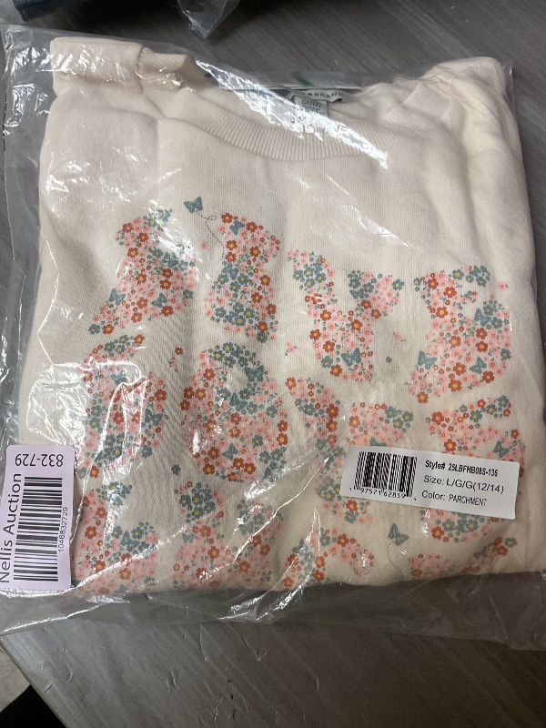 Photo 1 of Lucky Brand Girls' Pullover Fleece Crew Neck Sweatshirt, Soft & Comfortable, Parchment Love, 12-14