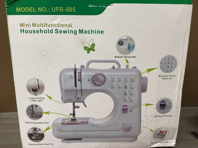 Photo 1 of Sewing Machine for Beginners with 12 Built-in Stitches, Mini Sewing Machine with Foot Pedal, High-Low Speeds, Portable and Sewing Enthusiasts (505)