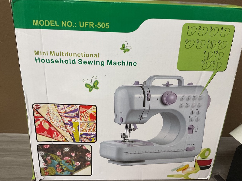 Photo 1 of Sewing Machine for Beginners with 12 Built-in Stitches, Mini Sewing Machine with Foot Pedal, High-Low Speeds, Portable and Sewing Enthusiasts (505)
