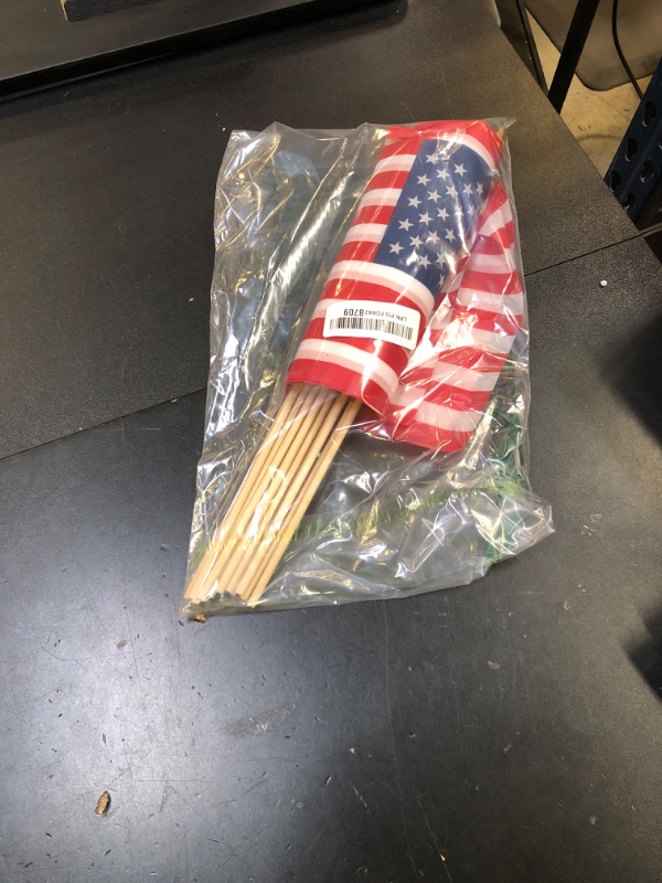 Photo 1 of 12 Pcs 8x12 Inch Small American Flags on Sticks, US Handheld WoodenStick flag with Kid-Safe Spear Top,Memorial Day,Independence Day, Patriotic,Veterans Day Decorations