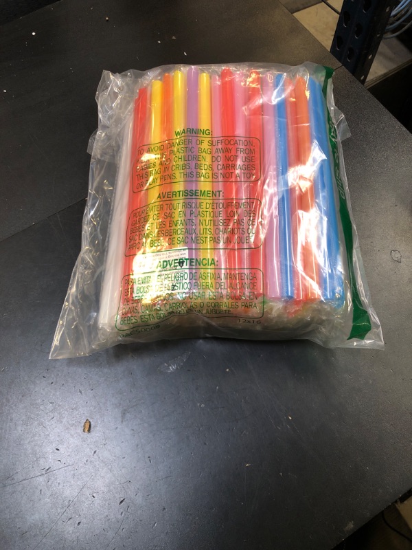 Photo 1 of [Individually Wrapped] ANGLED TIPS 100 Pcs Disposable Jumbo Smoothie Straws, Wide Multi Colors Milkshakes Plastic Drinking Straws, BPA FREE (9.45" Long and 0.43" Diameter)