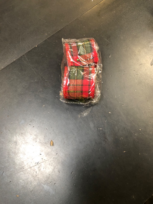 Photo 1 of 11 Yards Plaid Christmas Ribbon for Wreaths 2-3/8 inch Holiday Tartan Plaid Wired Edge Ribbon for Presents Garland Gifts Wrapping Bows Xmas Tree Topper Decor,Red Green