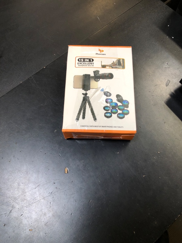Photo 1 of 15 in 1 Universal Phone Camera Lens Kit 18X Telephoto lens Wide Angle lens,Macro Lens, Fisheye lens,Kaleidoscope 3/6 lens, CPL/Flow/Star/Radial Filter, Tripod, Remote Shutter for most of Smartphone