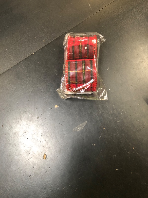 Photo 1 of 11 Yards Plaid Christmas Ribbon for Wreaths 2-3/8 inch Holiday Tartan Plaid Wired Edge Ribbon for Presents Garland Gifts Wrapping Bows Xmas Tree Topper Decor,Red Green