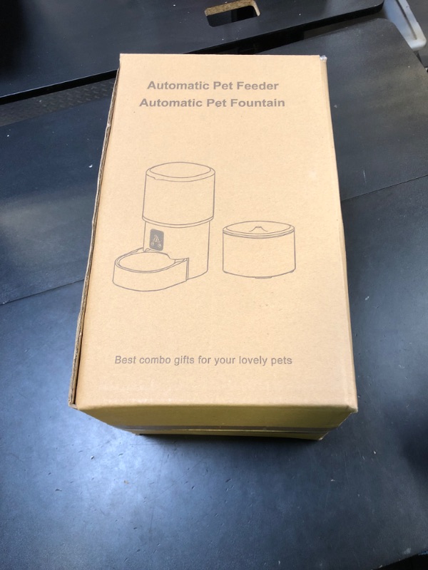 Photo 1 of Automatic Cat Feeder & Water Dispenser, Relihom 4L Programmable Timed Cat Dry Food Dispenser with Dual Power, 3L Pet Fountain with Filter, 32dB Ultra-Quiet