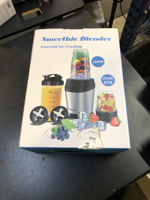 Photo 1 of Colarlemo 12-Piece Smoothie Blender Maker 25,000 RPM Personal Blender for Ice Crushing Smoothies & Frozen Drinks Nuts with 23oz, 32oz, 37oz Portable Cups Two 6-Leaf Stainless Steel Blades, Silver