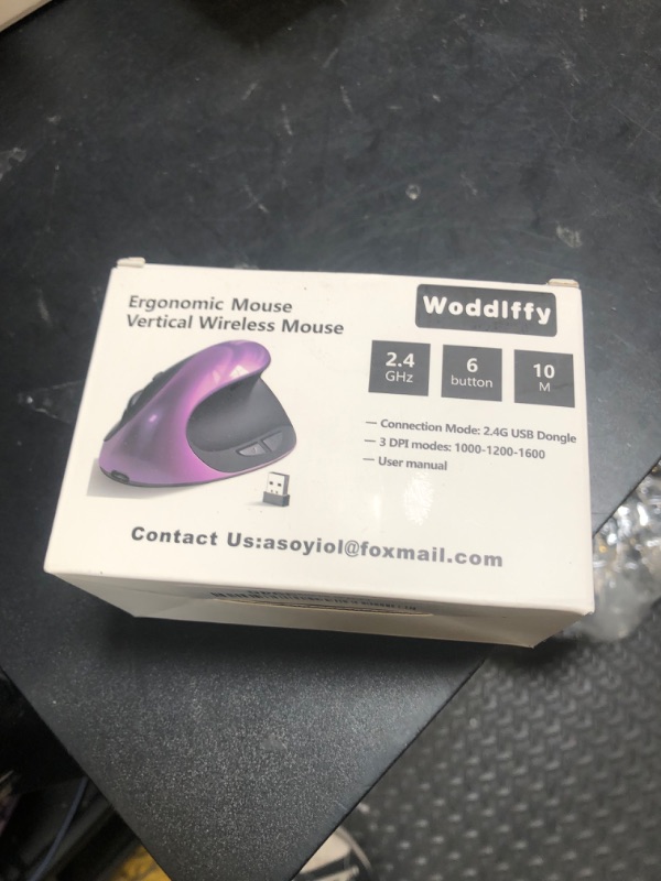 Photo 1 of Woddlffy Ergonomic Mouse Wireless,Rechargeable Vertical Mouse Right Handed Small Mouse with 6 Buttons 1000/1200/1600 for Laptop,Desktop,PC, MacBook?Purple
