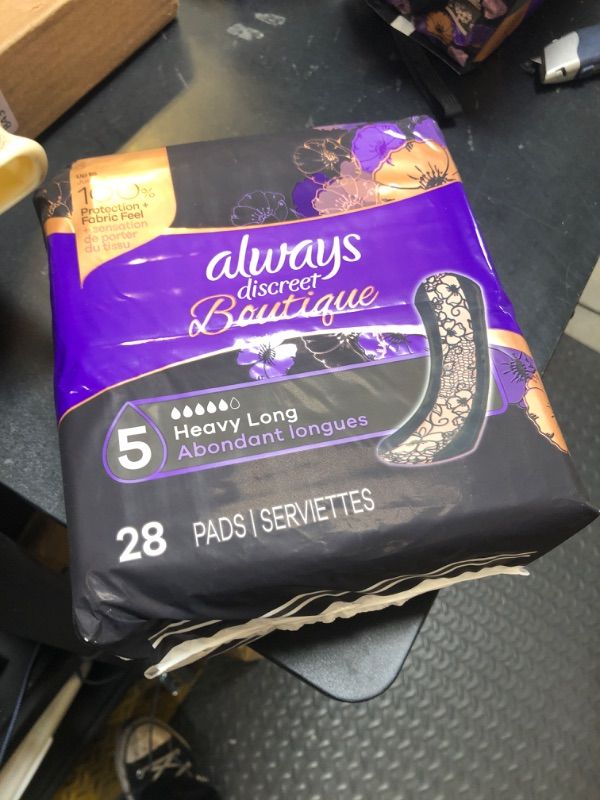 Photo 1 of Always Discreet Boutique Incontinence Pads, Size 5, Heavy Absorption, Long, 28 Pads