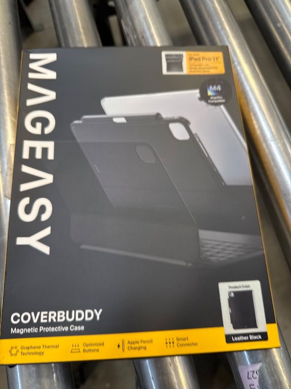 Photo 1 of MAGEASY CoverBuddy for M4 iPad Pro 11" (2024) - iPad Pro Case Compatible with Magic Keyboard for iPad Pro (M4), Enhanced Thickness & Heat Dissipation - New Black (Leather 5.05)