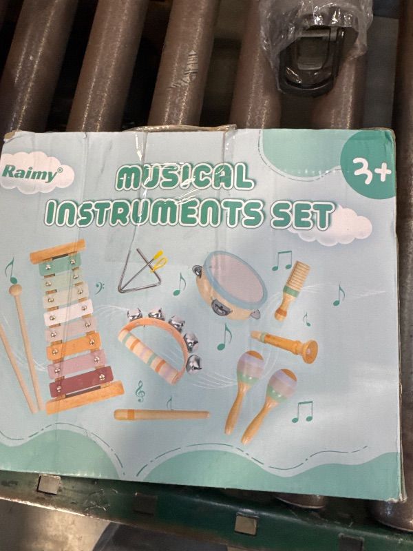 Photo 1 of Raimy Musical Instruments Set - Neutral Colors Wooden Montessori Toys Percussion Music Modern Boho Xylophone Birthday Gifts for 1 2 3 Year Old Kids Baby Toddlers Boys Girls 3+ with Storage Bag