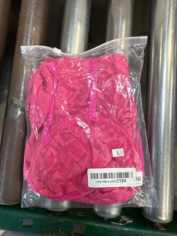 Photo 1 of Lilosy Sexy Mesh Sheer Floral Lace Corset Lingerie Bodysuit Bustier Cami Top See Through Women One Piece Hot Pink Large