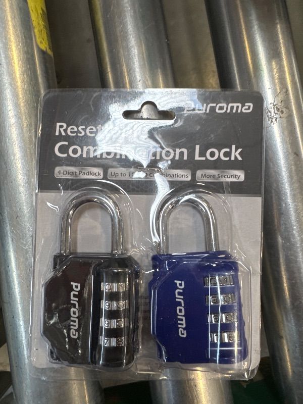 Photo 1 of Puroma 2 Pack Combination Lock for Locker 4 Digit Outdoor Waterproof Padlock for School, Gym, Sports, Fence, Toolbox, Gate, Case, Outdoor, Hasp Storage (Blue & Black)