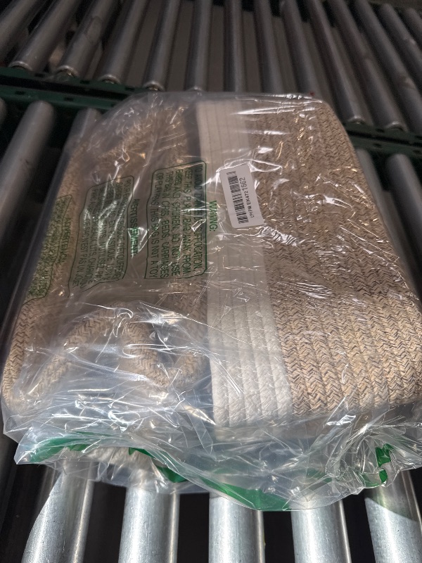 Photo 1 of OIAHOMY 3 Pack Storage Baskets for Organizing, Woven Cotton Rope Basket for Shelves, Closet Organizer Bins with Handles, Rectangle Toy Organization, 13.78''×9.84''×5.5'', Brown & White