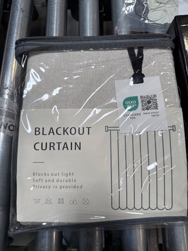 Photo 1 of 100% Blackout Shield Linen Blackout Curtains for Bedroom 84 Inches Long, Back Tab/Rod Pocket Living Room Drapes, Thermal Insulated Blackout Curtains 2 Panels Set, 50" W x 84" L, Cream