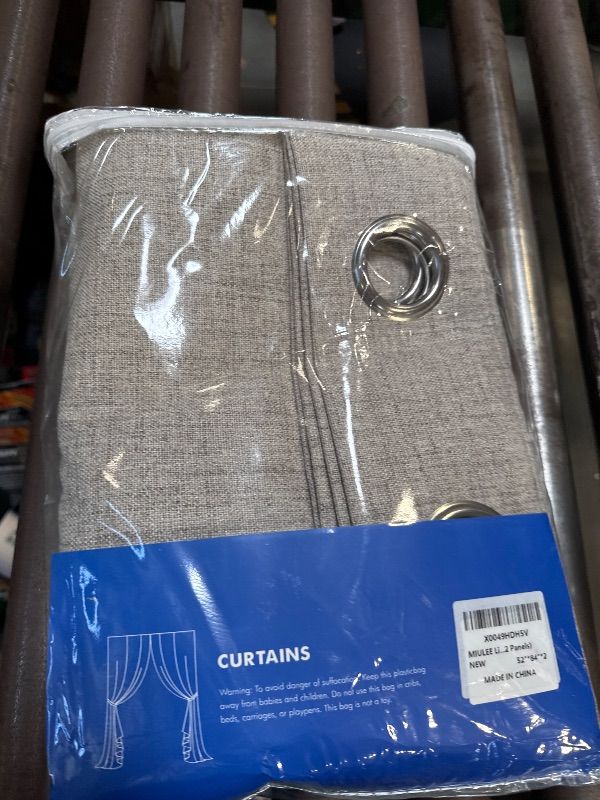 Photo 1 of MIULEE Linen Texture Curtains for Bedroom Solid 100% Blackout Thermal Insulated Linen Curtains Grommet Room Darkening Drapes for Living Room Nursery 52x84 Inch (2 Panels)