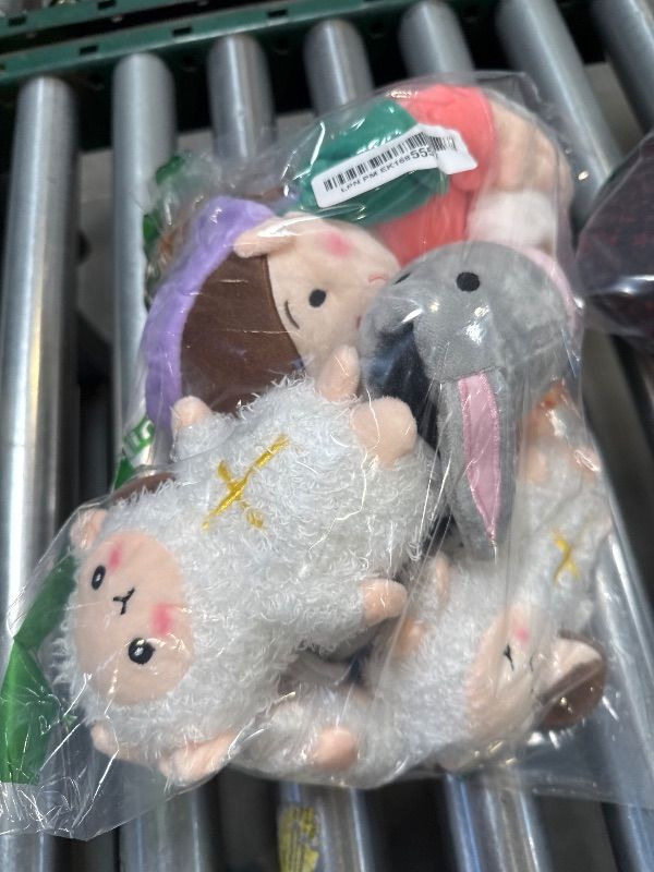 Photo 1 of HyDren 6 Pcs Plush Nativity Set Christian Religious Plush Doll 11 Inch Saint Virgin Mary with Baby Jesus and Donkey Lambs, God Plushies Gifts for Easter Religious Christening Church Nursery