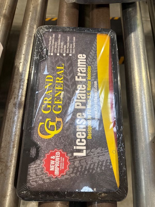 Photo 1 of GG Grand General 60403 Black Semi-Gloss Powder Coated License Plate Frame with 2 Holes