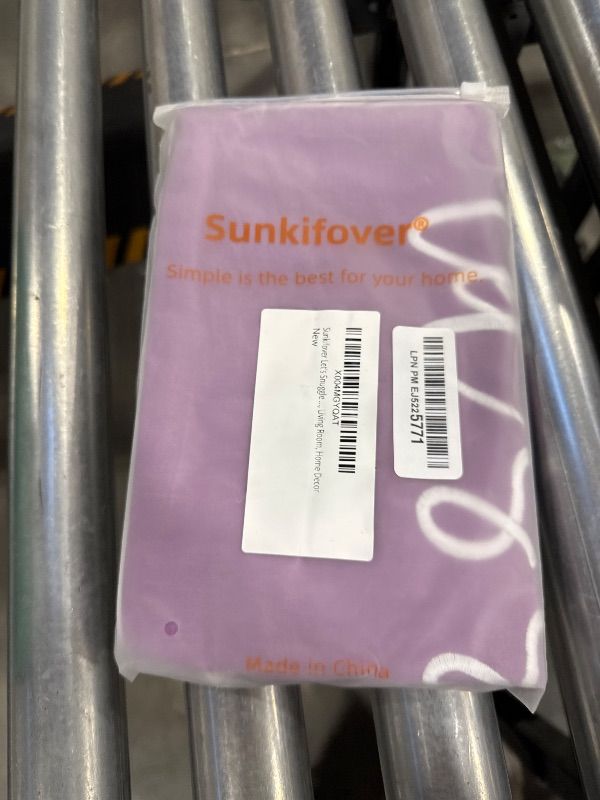 Photo 1 of Sunkifover Let's Snuggle Decorative Lumbar Pillow Cover - 12x20 Inch Purple and White Cotton Embroidery Throw Pillowcase for Bed, Bedroom, Living Room, Home Decor