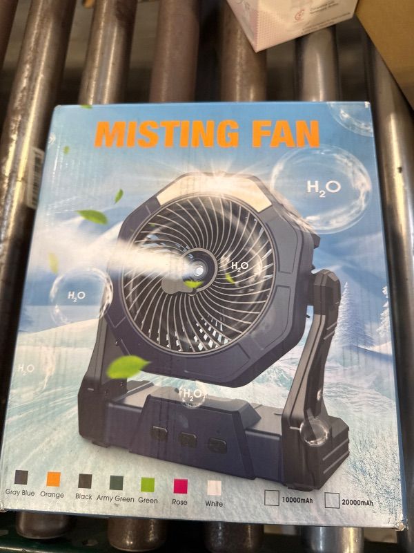 Photo 1 of Ausic Portable Misting Fans for Outside, Outdoor Cooling Fan for Patios, 8 Inch Battery Operated Rechargeable Fans, Water Spray Mist Fan with LED Light & Hook for Travel Beach Camping Essential