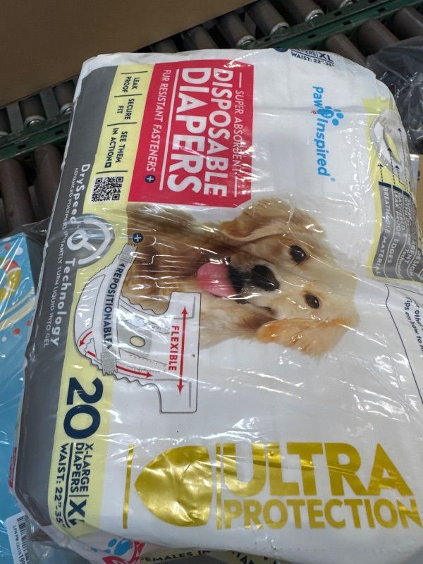 Photo 1 of Paw Inspired 20ct Disposable Dog Diapers | Female Dog Diapers Ultra Protection | Diapers for Dogs in Heat, Excitable Urination, or Incontinence (X-Large)