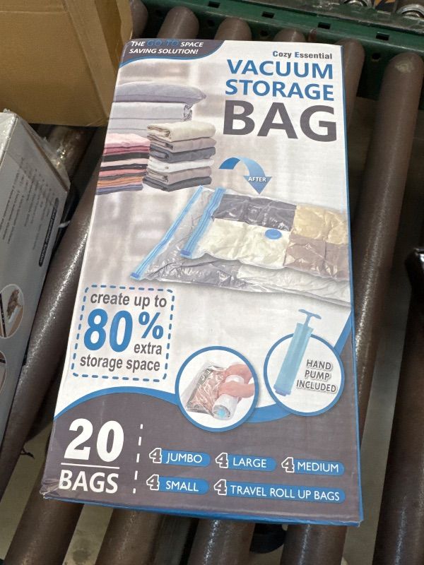 Photo 1 of 20 Pack Vacuum Storage Bags, Space Saver Bags (4 Jumbo/4 Large/4 Medium/4 Small/4 Roll) Compression for Comforters and Blankets, Sealer Clothes Storage, Hand Pump Included