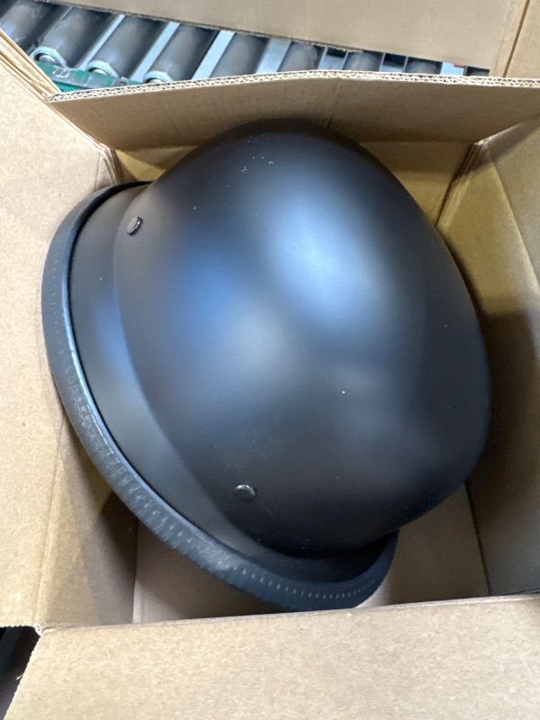 Photo 1 of German Style Motorcycle Half Helmet Open Face Adult Men Women DOT Approved Retro Helmet?Matte Black (Extra Large)