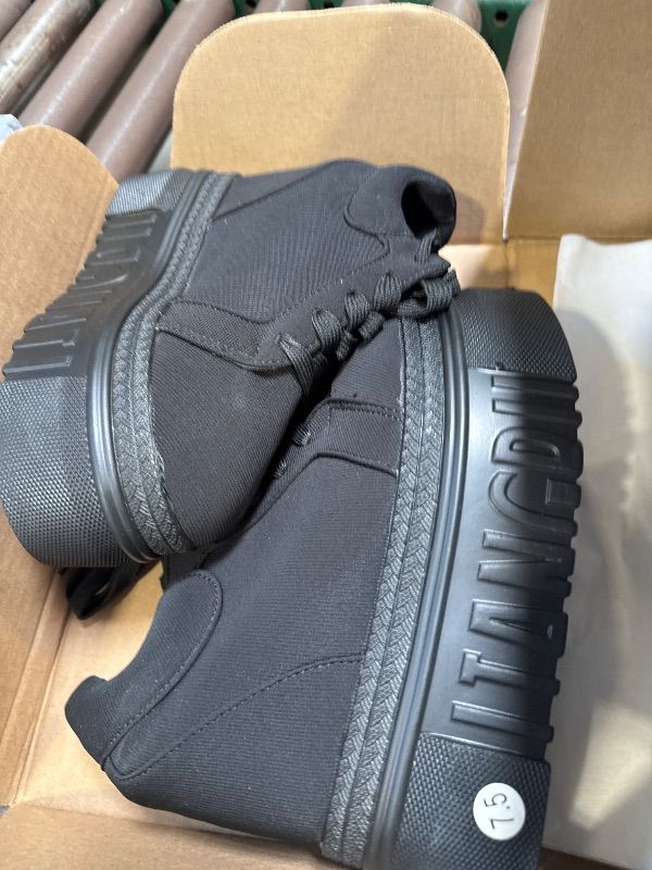 Photo 1 of ACE SHOCK Women Fashion Platform Sneakers Wide Width High Hidden Heel Wedge Walking Shoes (7.5, Without Flower Black)