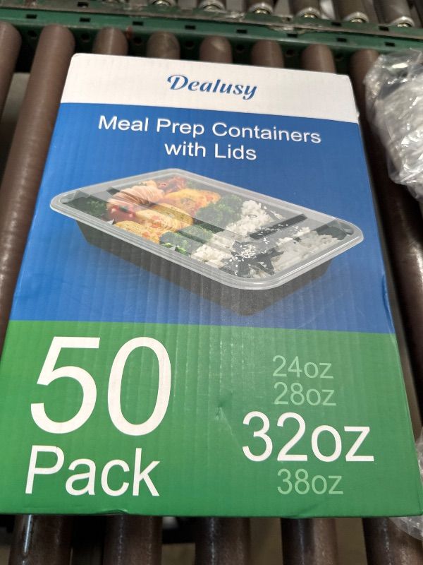Photo 1 of Dealusy 50 Pack (100-Piece) 32 oz Meal Prep Containers Reusable with Lids, Sturdy Leakproof & Food Safe, Microwave, Freezer, Dishwasher Safe Prep Containers, To Go Take Out Plastic Food Storage