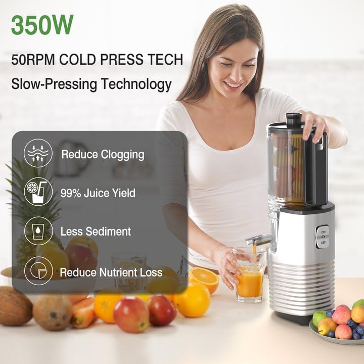 Photo 1 of Cold Press Juicer Machines, Floisdace Self-Feeding Masticating Juicer Fit Whole Fruits & Vegetables, 350W Professional Slow Juices Extractor Easy to Clean, BPA 