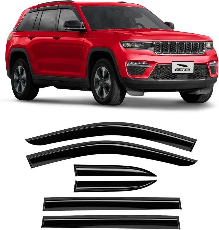 Photo 1 of Voron Glass Tape-on Extra Durable Rain Guards for Jeep Grand Cherokee 2022-2025, Window Deflectors, Vent Window Visors, 6 Pieces - 100871
