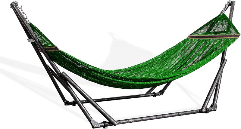 Photo 1 of Best Home Fashion Hammock with Collapsible Steel Stand 450 lbs Capacity & Carrying Case, Portable & Adjustable, Perfect for Camping Beach Summer Patio, EZ Daze Foldable Hammock with Stand- Grey