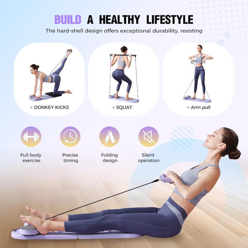 Photo 1 of Professional Pilates Reformer Board - Foldable Home and Studio Pilates Equipment for Full Body Workout, Unisex | Portable Gym Equipment for Core Strength and Pilates Training
