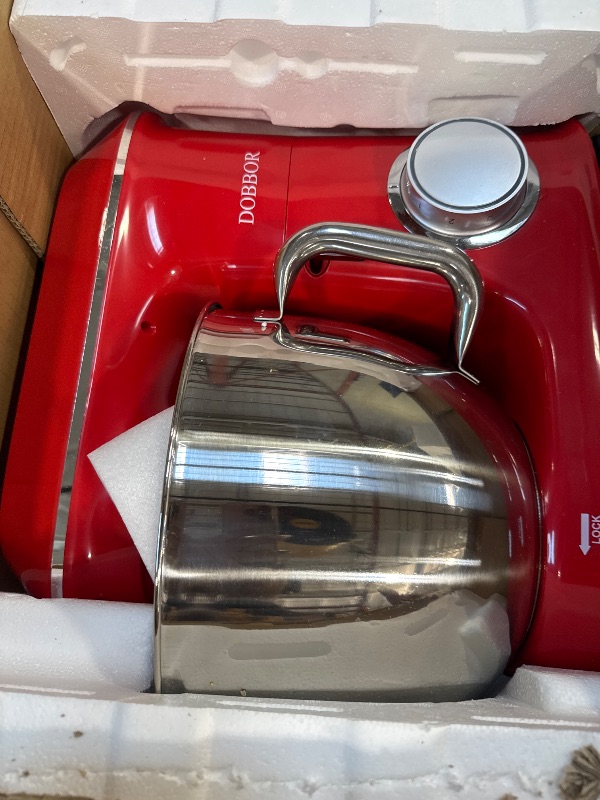 Photo 1 of DOBBOR Electric Stand mixer, 9.5QT 660W 7 Speeds Tilt-Head Dough Mixers, Bread Mixer with Dough Hook, Whisk, Beater, Splash Guard for Baking Bread, Cake, Cookie, Pizza, Muffin, Salad and More - Red
