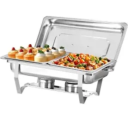 Photo 1 of Chafing Dish Buffet Set 1 Pack, 8QT Stainless Steel Rectangular Chafers and Buffet Warmer Sets for Catering, Foldable Complete Set, Lid, Fuel Holder for Event Party Holiday Full sze