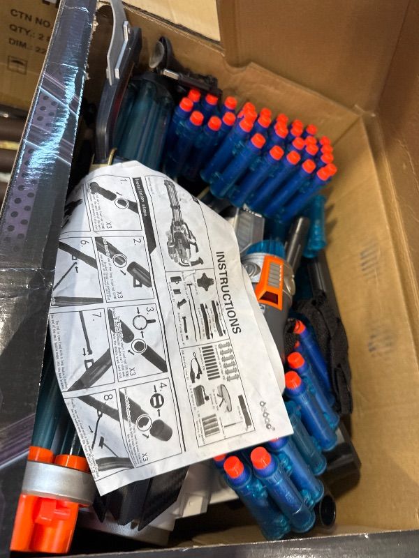 Photo 1 of Gatling Toy  for Kids, Soft Foam Bullets, 10-13m Range, 60 Darts, 360 Rotation, Blue
