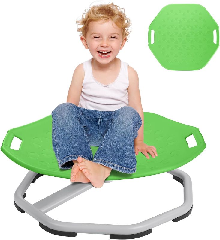 Photo 1 of Autism Sensory Spinning Chair with Handle, Sensory Swivel Chair for Autistic Kids, Spinning Seat with Sturdy Non-Slip Metal Base for Toddler & Children, Sit and Spin Training Body Coordination (Green)
