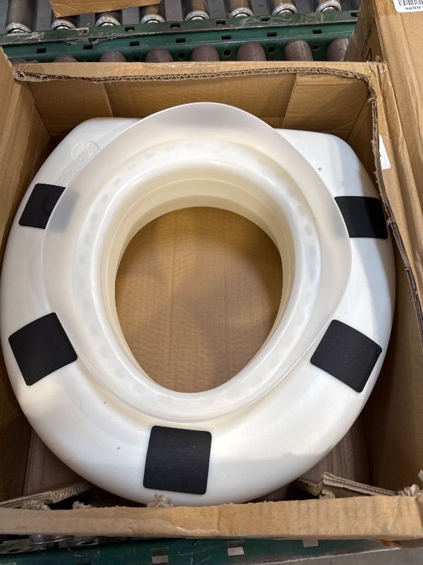 Photo 1 of HealthSmart Enhanced Comfort 5" Raised (Round) Toilet Seat Risers for Seniors 5 Slip Resistant Pads FSA/HSA Eligible Padded Toilet Seat Elevation 15.7 x 15.2 x 6.1