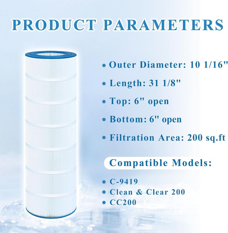 Photo 1 of Pool Filter Compatible with CC200, Clean & Clear 200, C-9419, PAP200, FC-0688, 59054400, R173217, 1 Pack