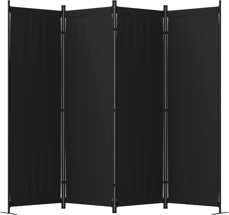 Photo 1 of Room Divider, 4 Panel Folding Privacy Screen, 88” Portable Separating with 3 Metal Feet, Partition Room Dividers, Lightweight Freestanding Wall Divider Screen for Office Bedroom Hospital(Black)
