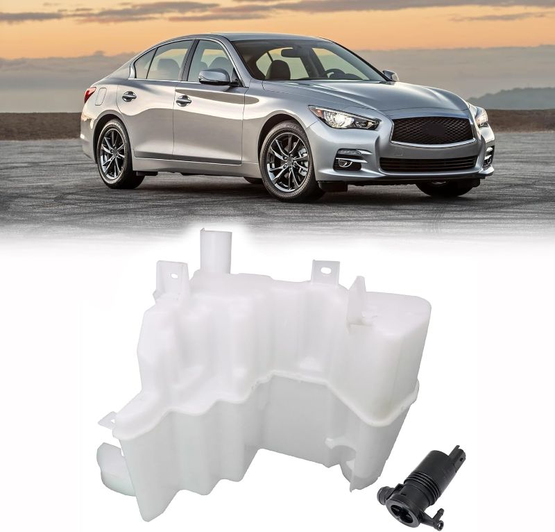 Photo 1 of GXARTS 28910-4HB0A Windshield Washer Reservoir Tank Windshield washer bottle with motor Compatible with Nissan Infiniti Q60 Q50 2014 2015 2016 2017 2018 2019 2020
