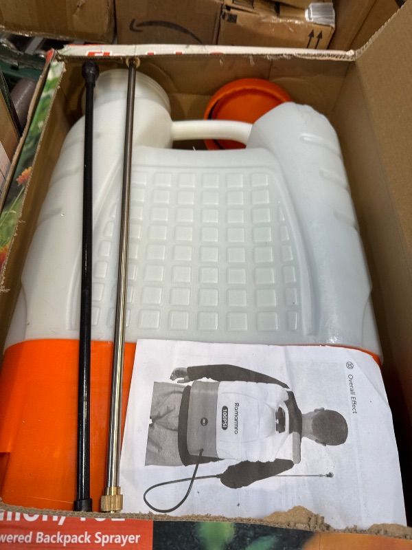 Photo 1 of Battery Powered Backpack Sprayer 4 Gallon Lawn Garden Sprayer 8Ah 7.4V Lithium Battery Powered,100 PSI Cut Off Pressure with 8 Nozzles and 2 Wands, Weed Yard Sprayer for Lawn, Garden, Cleaning
