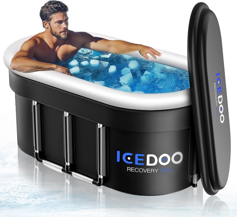 Photo 1 of Upgraded 132 Gal XXL Large Oval Ice Bath with Air Ring, Multi-Layered Portable Cold Plunge Tub for Athletes, Foldable & Inflatable Full-Body Cold Tub Recovery at Home, Outdoors,Gym Use

